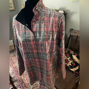 Sequin Plaid Jacket from Foxcroft-Sz L NWT